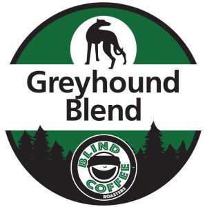 Greyhound Blend Icon with Blind Coffee logo and a greyhound