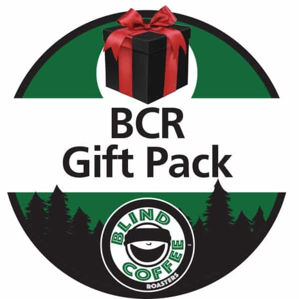 Sample Pack Icon with Blind Coffee logo and a present wrapped with a bow