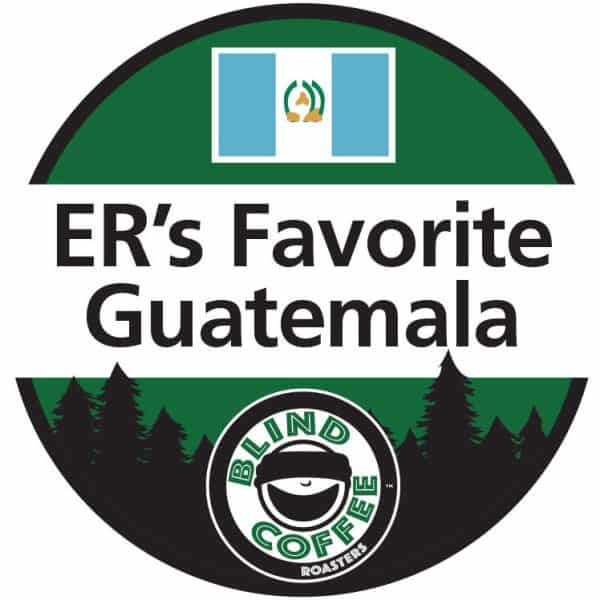 ER's Favorite Icon with Blind Coffee logo and the Guatemalan flag