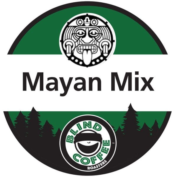 Mayan Mix Icon with Blind Coffee logo and Mayan-styled art