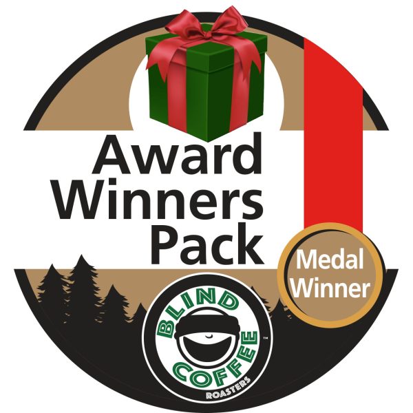 Award Winners Pack Icon with Blind Coffee logo, a present wrapped with a bow, and a medal