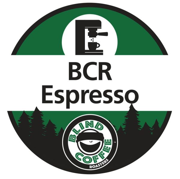 BCR Espresso Icon with Blind Coffee logo and espresso machine