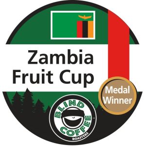 Zambia Fruit Cup Icon with Blind Coffee logo and Zambian flag and medal