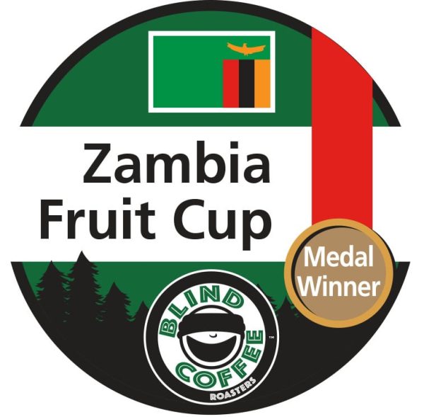 Zambia Fruit Cup Icon with Blind Coffee logo and Zambian flag