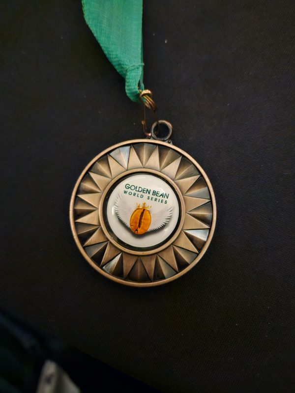 This is the bronze medal we earned in espresso for Gateau a la Cannelle.